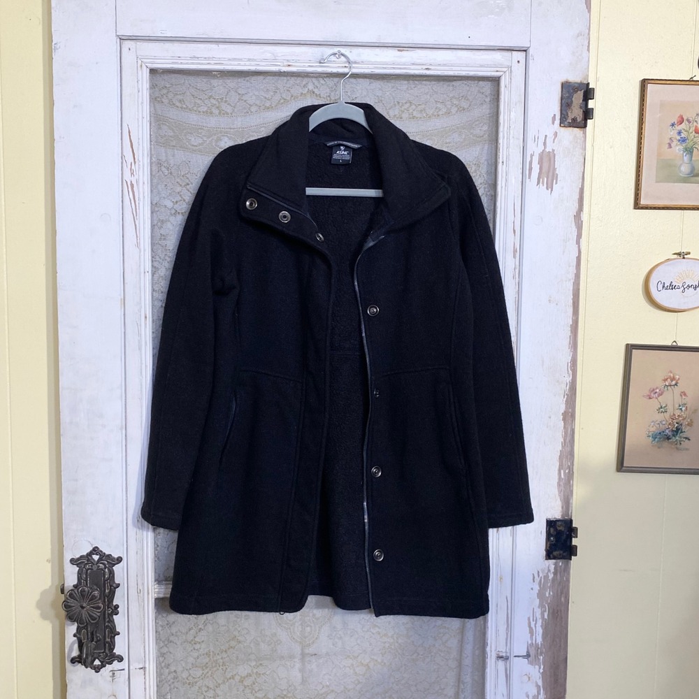 Kuhl Alska Black Fleece Lined Knit Full Zip Long Jacket Size Large